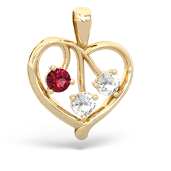 Lab Ruby Glowing Heart 14K Yellow Gold pendant P2233