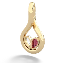 Lab Ruby Pave Twist 'One Heart' 14K Yellow Gold pendant P5360