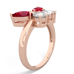 Lab Ruby Butterfly 14K Rose Gold ring R2215