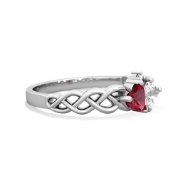 Lab Ruby Heart To Heart Braid 14K White Gold ring R5870