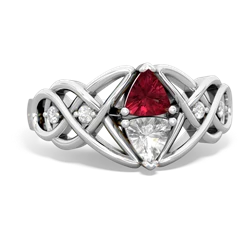 Lab Ruby Keepsake Celtic Knot 14K White Gold ring R5300