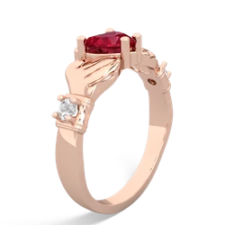 Lab Ruby Claddagh Keepsake 14K Rose Gold ring R5245