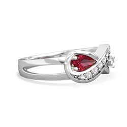 Lab Ruby Diamond Infinity 14K White Gold ring R5390