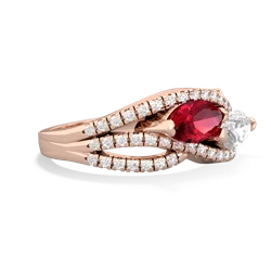 Lab Ruby Diamond Rivers 14K Rose Gold ring R3070