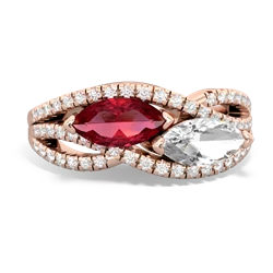 Lab Ruby Diamond Rivers 14K Rose Gold ring R3070