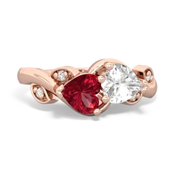 Lab Ruby Floral Elegance 14K Rose Gold ring R5790