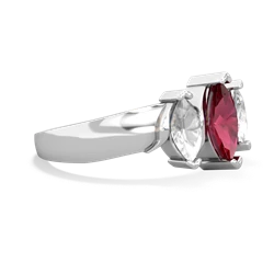 Lab Ruby Three Peeks 14K White Gold ring R2433