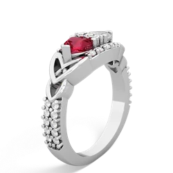 Lab Ruby Sparkling Celtic Knot 14K White Gold ring R2645