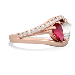 Lab Ruby Nestled Heart Keepsake 14K Rose Gold ring R5650