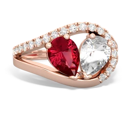 Lab Ruby Nestled Heart Keepsake 14K Rose Gold ring R5650