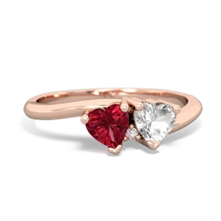 Lab Ruby Sweethearts 14K Rose Gold ring R5260