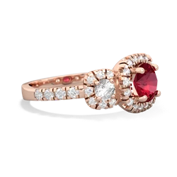 Lab Ruby Regal Halo 14K Rose Gold ring R5350