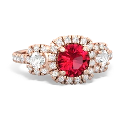 Lab Ruby Regal Halo 14K Rose Gold ring R5350