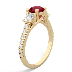 Lab Ruby Pave Trellis 14K Yellow Gold ring R5500