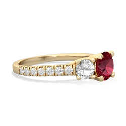 Lab Ruby Pave Trellis 14K Yellow Gold ring R5500