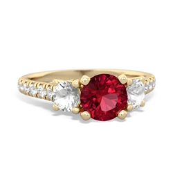 Lab Ruby Pave Trellis 14K Yellow Gold ring R5500