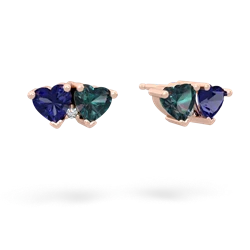 Lab Sapphire Sweethearts 14K Rose Gold earrings E5260