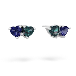 Lab Sapphire Sweethearts 14K White Gold earrings E5260