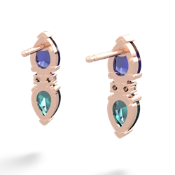 Lab Sapphire Bowtie Drop 14K Rose Gold earrings E0865