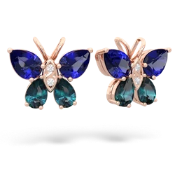 Lab Sapphire Butterfly 14K Rose Gold earrings E2215