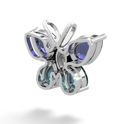 Lab Sapphire Butterfly 14K White Gold pendant P2215