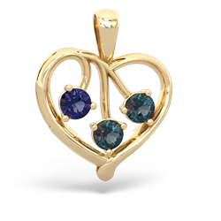 Lab Sapphire Glowing Heart 14K Yellow Gold pendant P2233