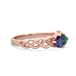 Lab Sapphire Heart To Heart Braid 14K Rose Gold ring R5870