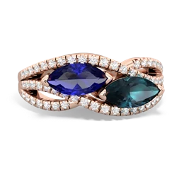 Lab Sapphire Diamond Rivers 14K Rose Gold ring R3070