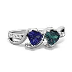 Lab Sapphire Side By Side 14K White Gold ring R3090