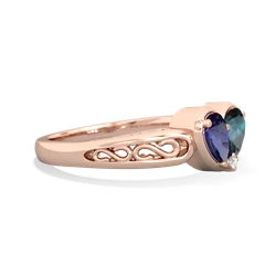 Lab Sapphire Filligree 'One Heart' 14K Rose Gold ring R5070