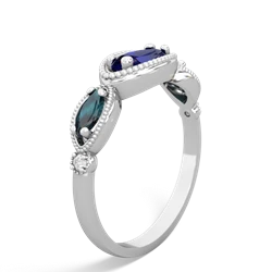 Lab Sapphire Milgrain Marquise 14K White Gold ring R5700