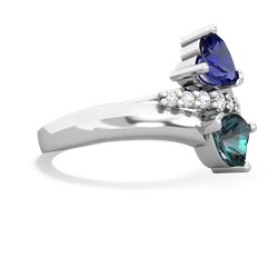 Lab Sapphire Heart To Heart 14K White Gold ring R2064