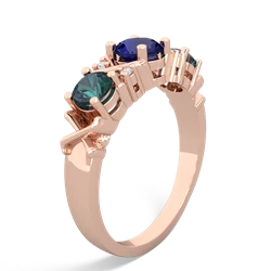 Lab Sapphire Hugs And Kisses 14K Rose Gold ring R5016