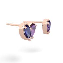 Lab Sapphire 'Our Heart' 14K Rose Gold earrings E5072