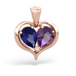 Lab Sapphire Two Become One 14K Rose Gold pendant P5330