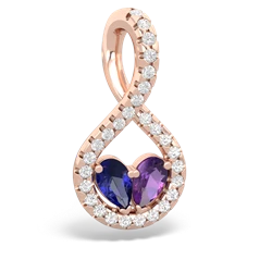 Lab Sapphire Pave Twist 'One Heart' 14K Rose Gold pendant P5360