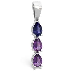 Lab Sapphire Dew Drops 14K White Gold pendant P2251