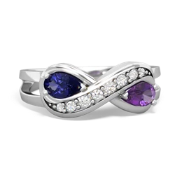 Lab Sapphire Diamond Infinity 14K White Gold ring R5390