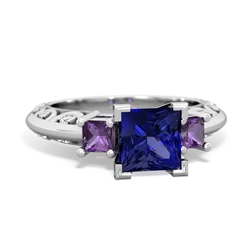 Lab Sapphire Eternal Embrace Engagement 14K White Gold ring C2001