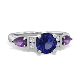 Lab Sapphire 6Mm Round Eternal Embrace Engagement 14K White Gold ring R2005