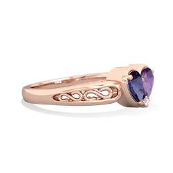 Lab Sapphire Filligree 'One Heart' 14K Rose Gold ring R5070