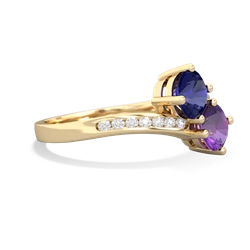 Lab Sapphire Channel Set Two Stone 14K Yellow Gold ring R5303