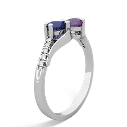 Lab Sapphire Infinity Pave Two Stone 14K White Gold ring R5285