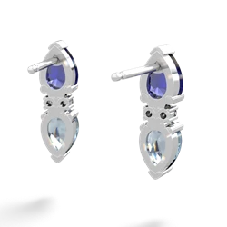 Lab Sapphire Bowtie Drop 14K White Gold earrings E0865