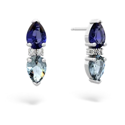 Lab Sapphire Bowtie Drop 14K White Gold earrings E0865