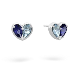 Lab Sapphire 'Our Heart' 14K White Gold earrings E5072