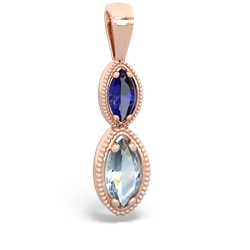 Lab Sapphire Antique-Style Halo 14K Rose Gold pendant P5700