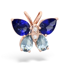 Lab Sapphire Butterfly 14K Rose Gold pendant P2215