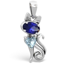 Lab Sapphire Kitten 14K White Gold pendant P5780