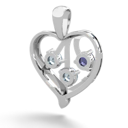 Lab Sapphire Glowing Heart 14K White Gold pendant P2233